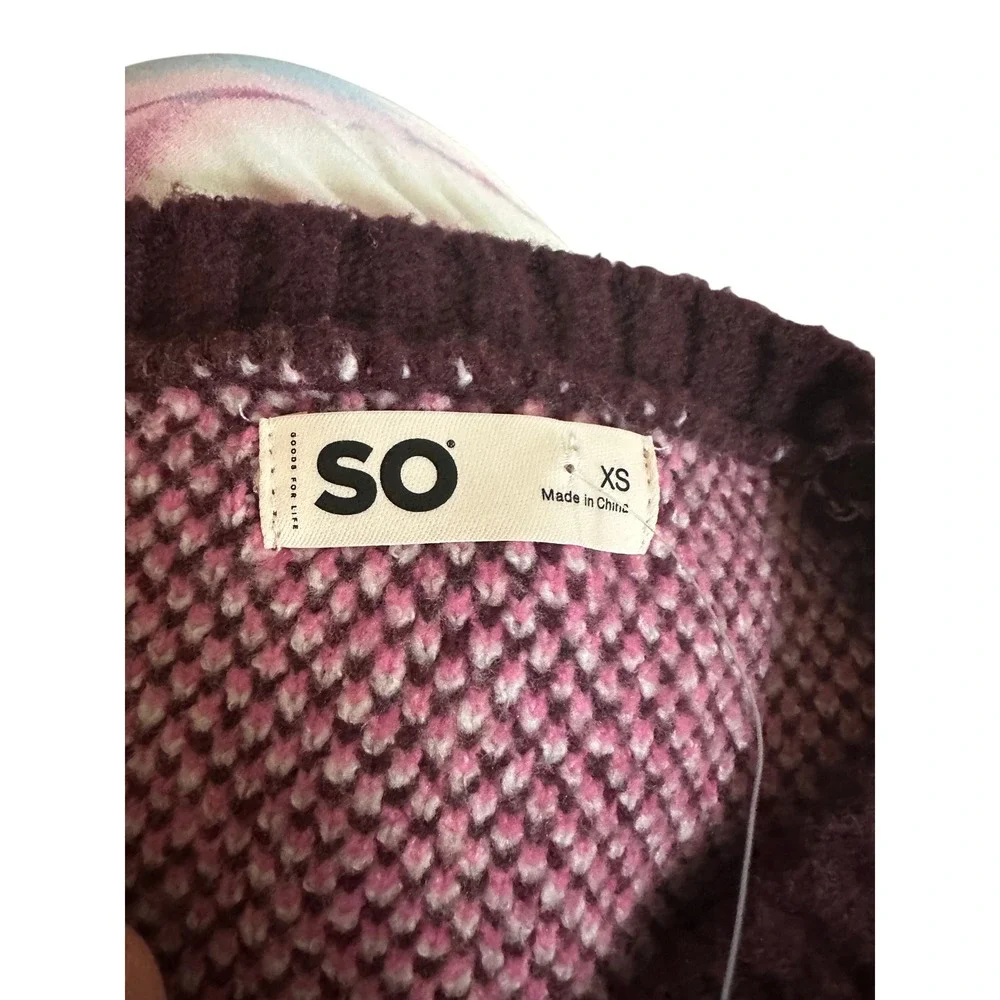 Kids SO Burgundy Flower‎ Power Sweater XS Extra Small Cozy Knit NWOT